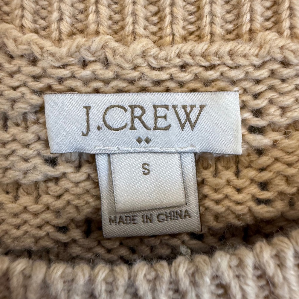 J. Crew Cable Knit Sweater Tan Beige Crew Neck Long Sleeve Size S - Picture 3 of 5